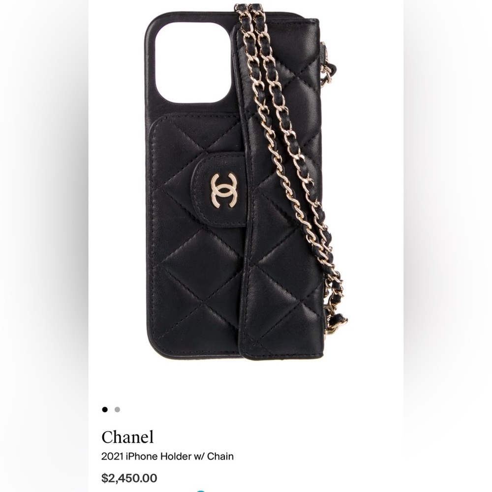 CHANEL 100% Authentic iPhone 12 Pro & 13 Pro Case w Chain & Credit Cards Pocket - Picture 2 of 14